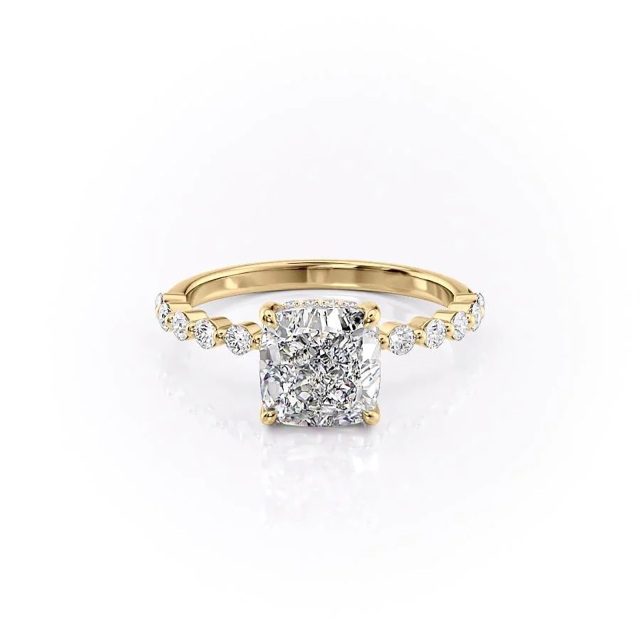 Sterling Silver with Yellow Gold Plated Moissanite Engagement Ring