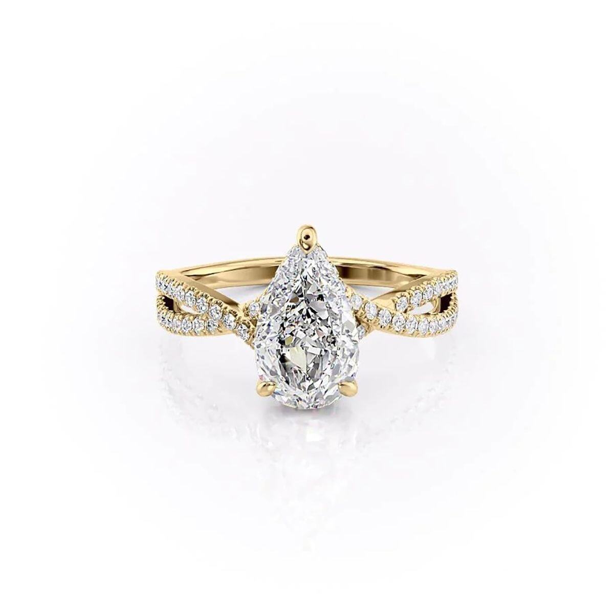 Sterling Silver with Yellow Gold Plated Moissanite Engagement Ring-1