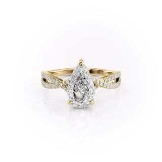 Sterling Silver with Yellow Gold Plated Moissanite Engagement Ring-12