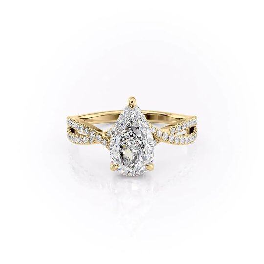 Sterling Silver with Yellow Gold Plated Moissanite Engagement Ring