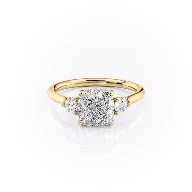 Sterling Silver with Yellow Gold Plated Circular Moissanite Engagement Ring-1