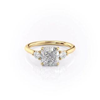 Sterling Silver with Yellow Gold Plated Circular Moissanite Engagement Ring-3