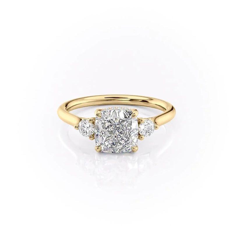 Sterling Silver with Yellow Gold Plated Round Moissanite Engagement Ring-3