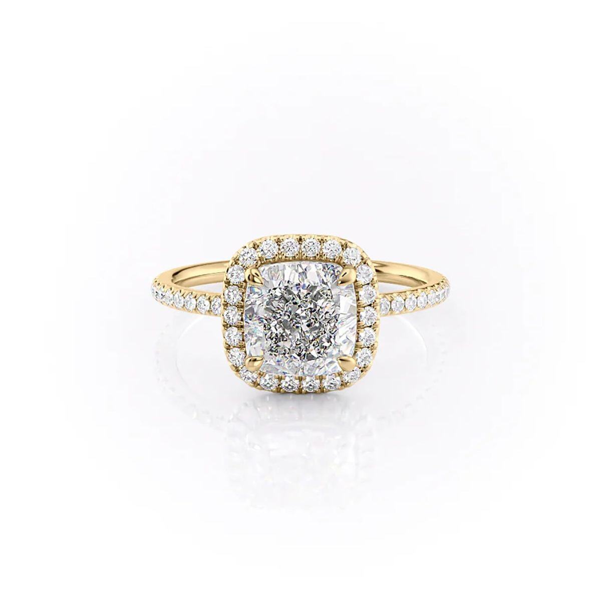 Sterling Silver with Yellow Gold Plated Moissanite Engagement Ring-1