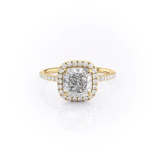 Sterling Silver with Yellow Gold Plated Moissanite Engagement Ring