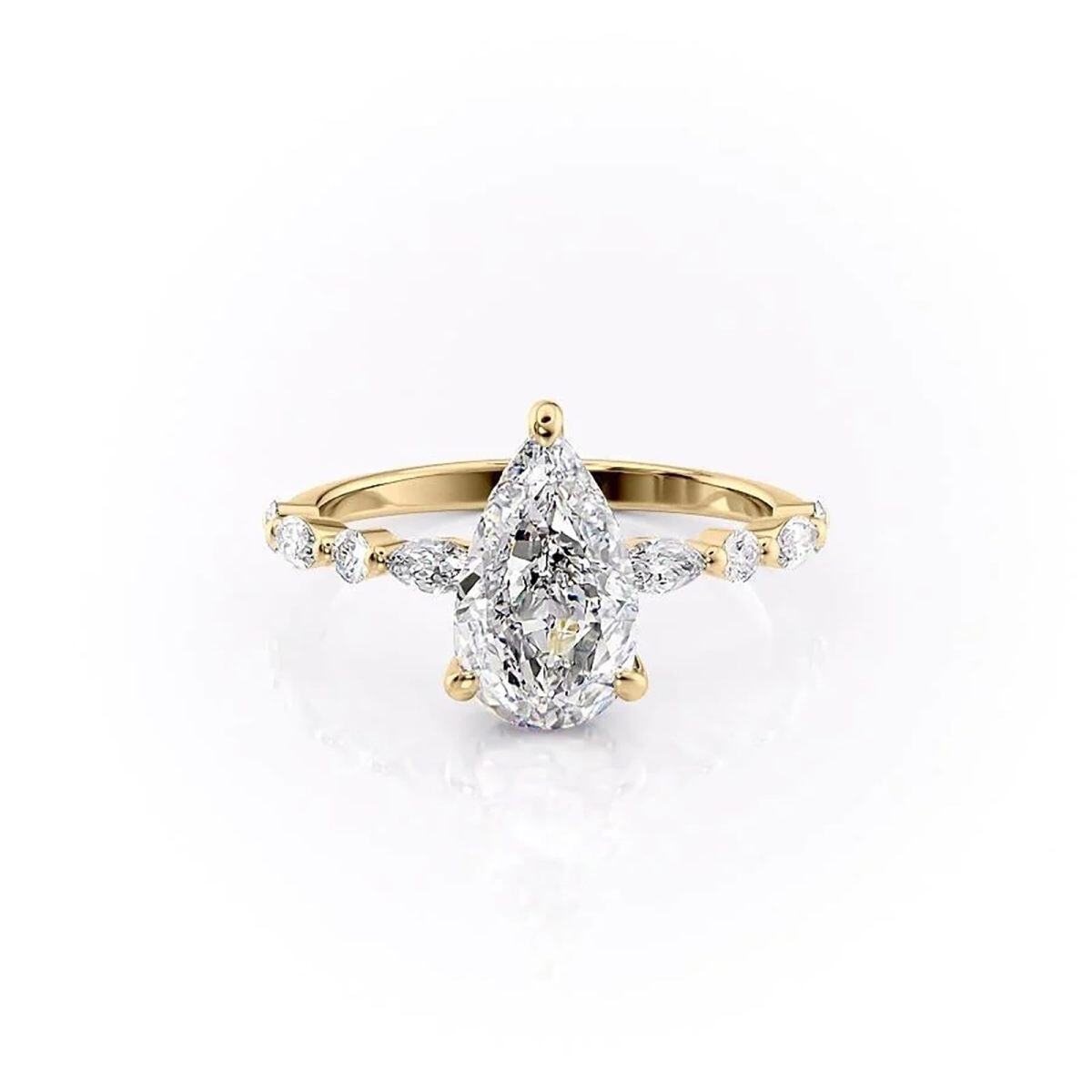 Sterling Silver with Yellow Gold Plated Moissanite Engagement Ring-1