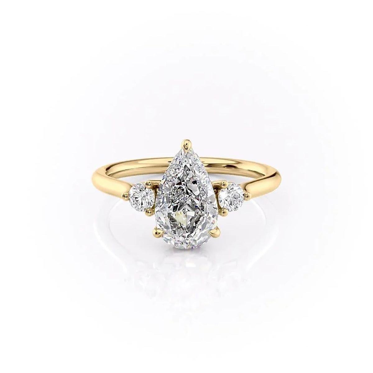 Sterling Silver with Yellow Gold Plated Moissanite Engagement Ring-1