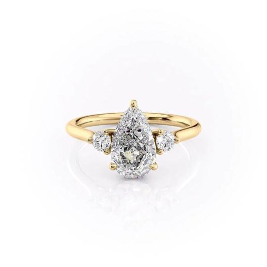 Sterling Silver with Yellow Gold Plated Moissanite Engagement Ring