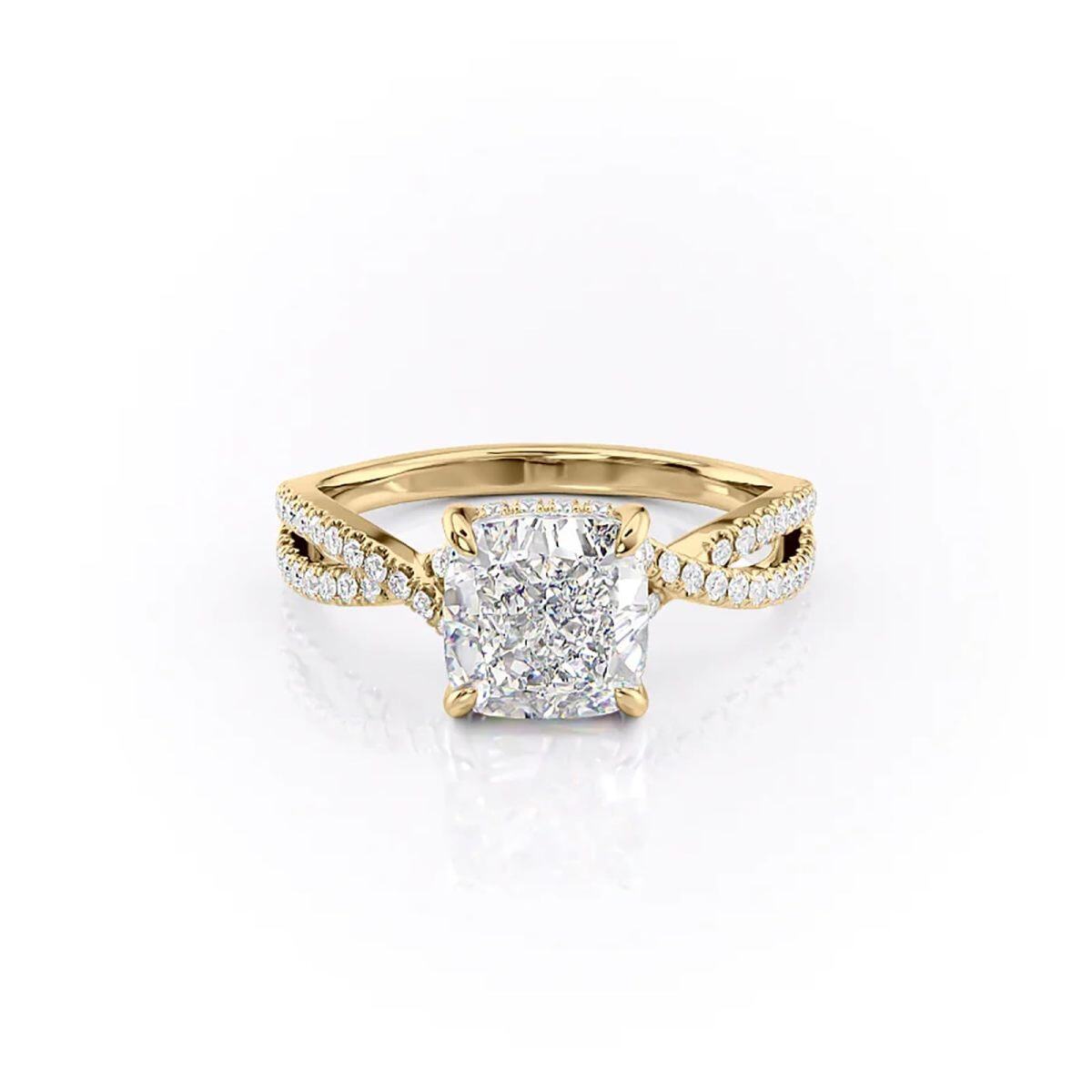 Sterling Silver with Yellow Gold Plated Moissanite Engagement Ring-1