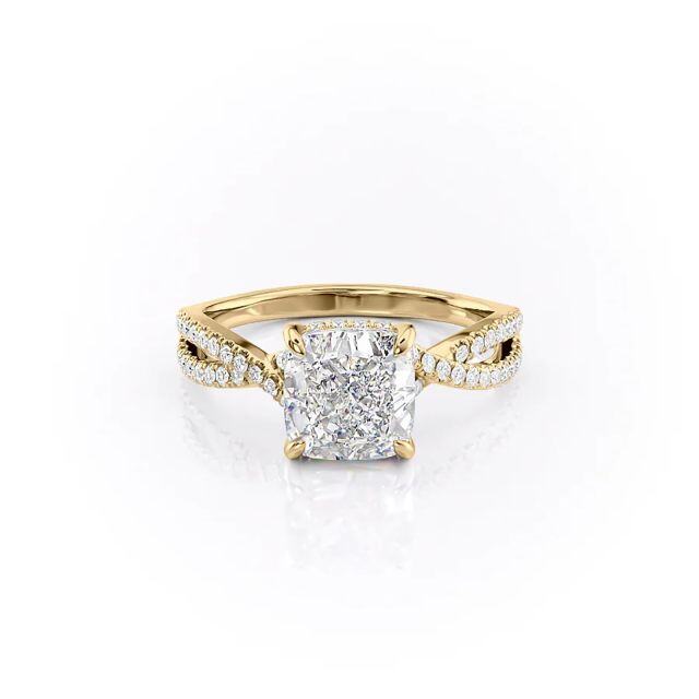 Sterling Silver with Yellow Gold Plated Moissanite Engagement Ring