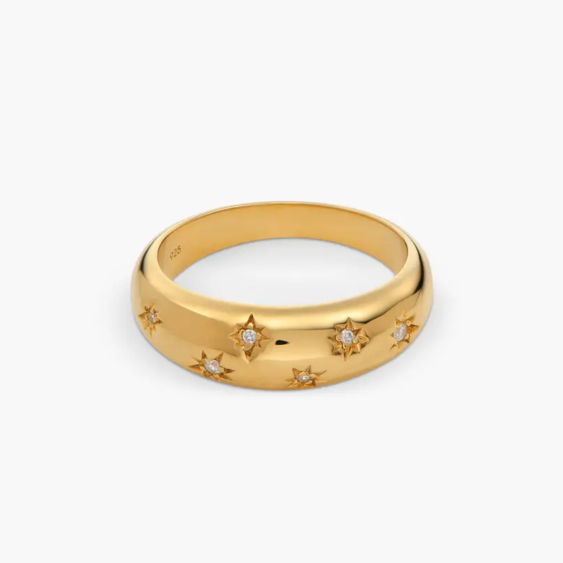 Gold Vermeil Moissanite Flowers Ring for Women-1