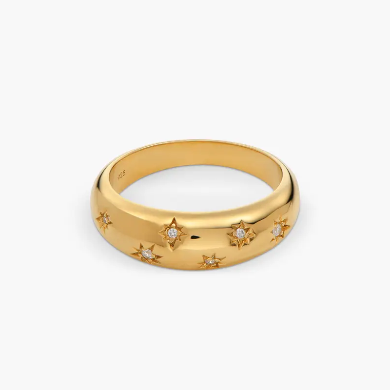 Gold Vermeil Moissanite Flowers Ring for Women-28