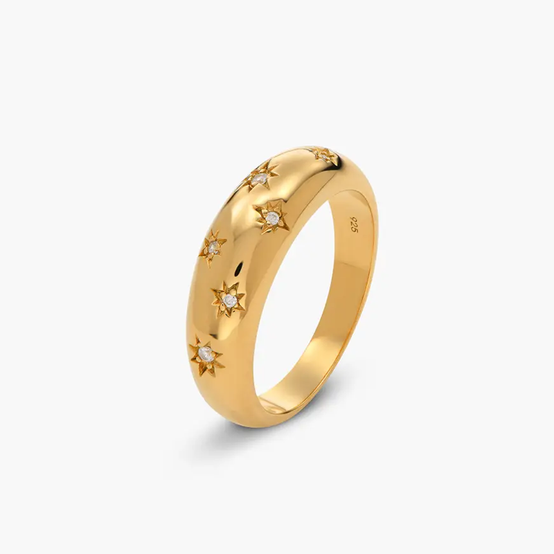 Gold Vermeil Moissanite Flowers Ring for Women-3