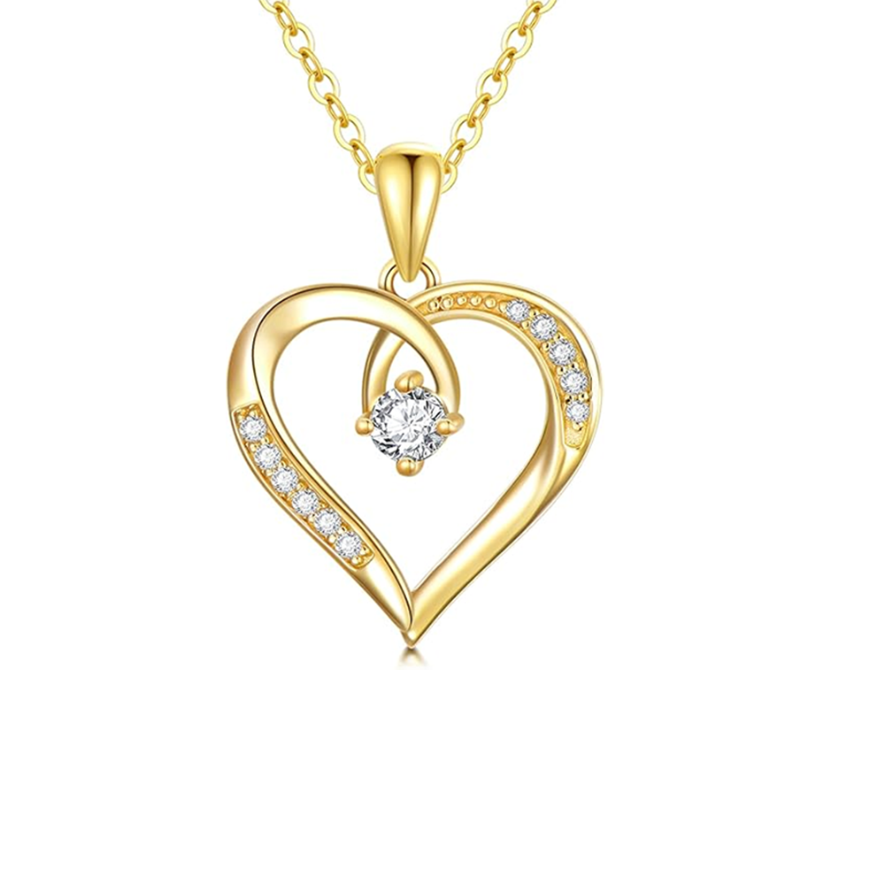 10K Gold Moissanite Heart Metal Choker Necklace-1