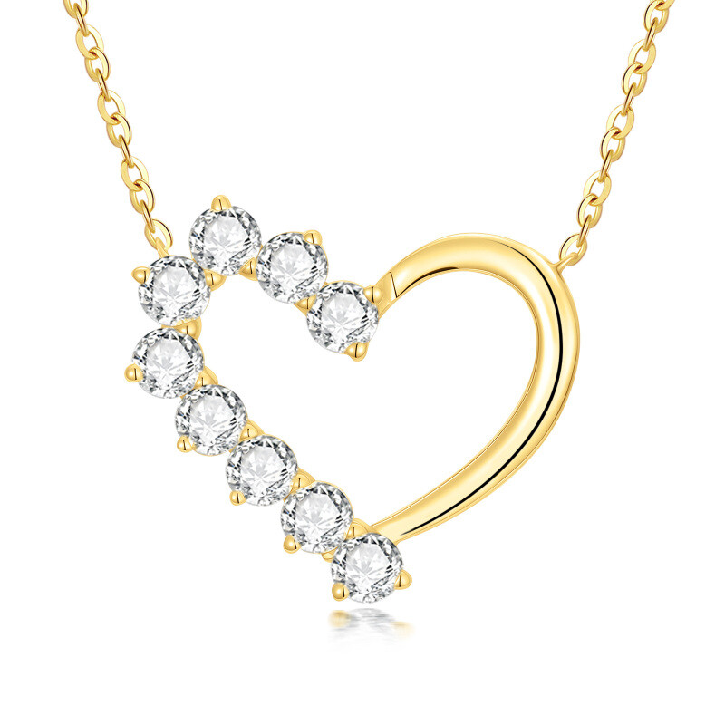 10K Gold Moissanite Heart Pendant Necklace-1