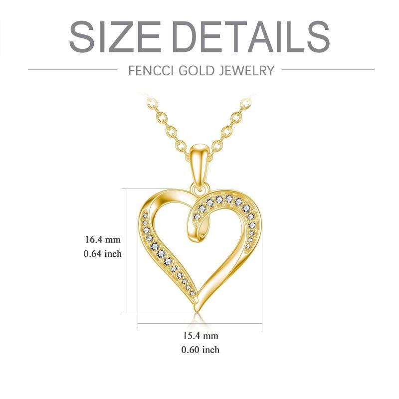 Naszyjnik z wisiorkiem w kształcie serca z 18-karatowego złota z moissanitem-4
