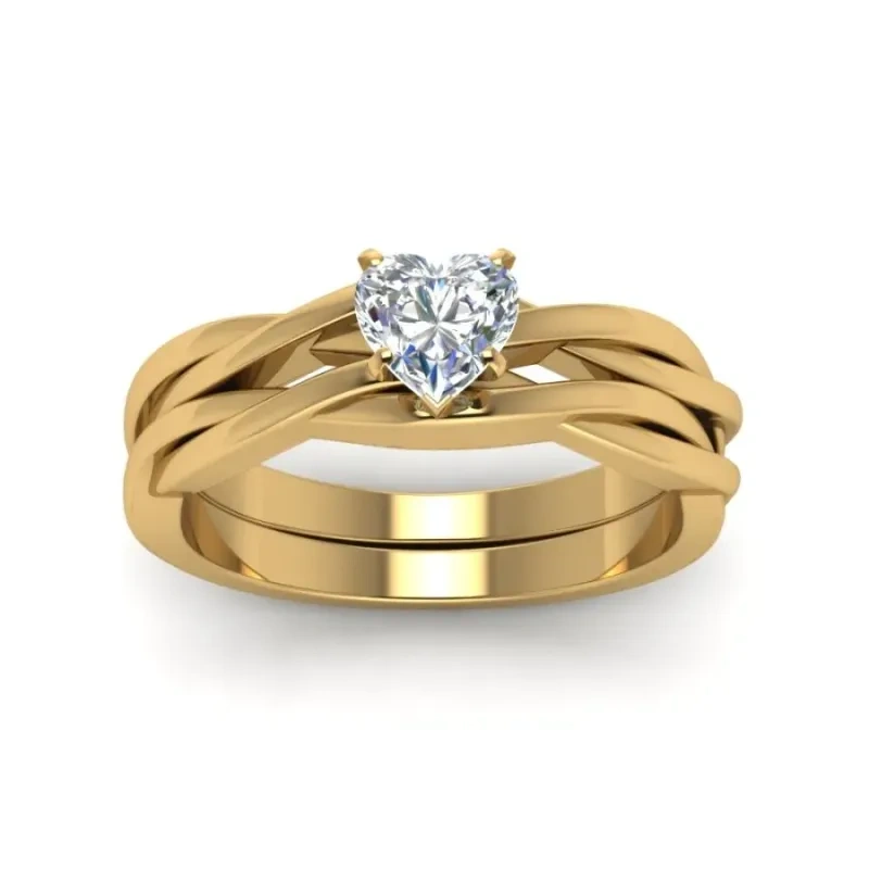 Gold Vermeil Moissanite Heart Ring for Women-13
