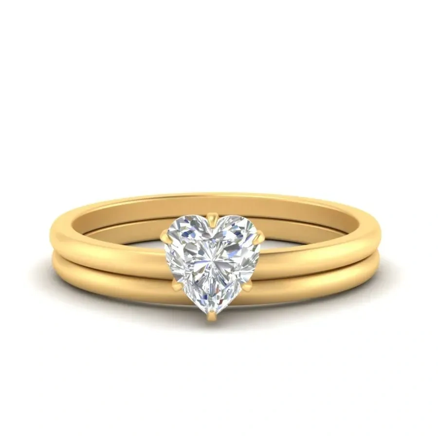 Sterling Silver with Yellow Gold Plated Moissanite Heart Ring-1