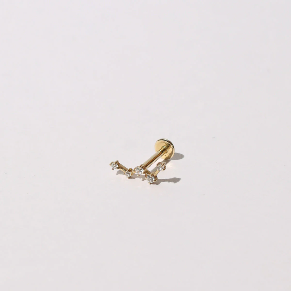 Sterling Silver with Yellow Gold Plated Moissanite Helix Piercing-3