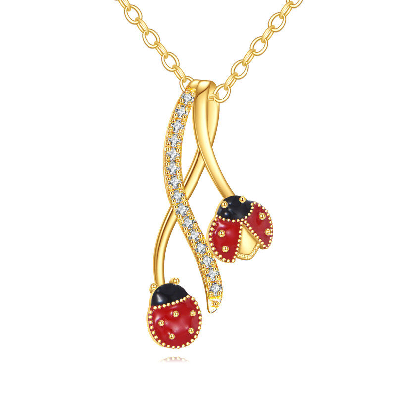 10K Gold Moissanite Ladybug Pendant Necklace-1