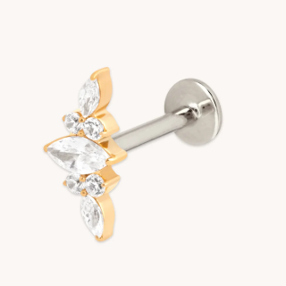 Sterling Silver with Yellow Gold Plated Moissanite Leaves Helix Piercing-10