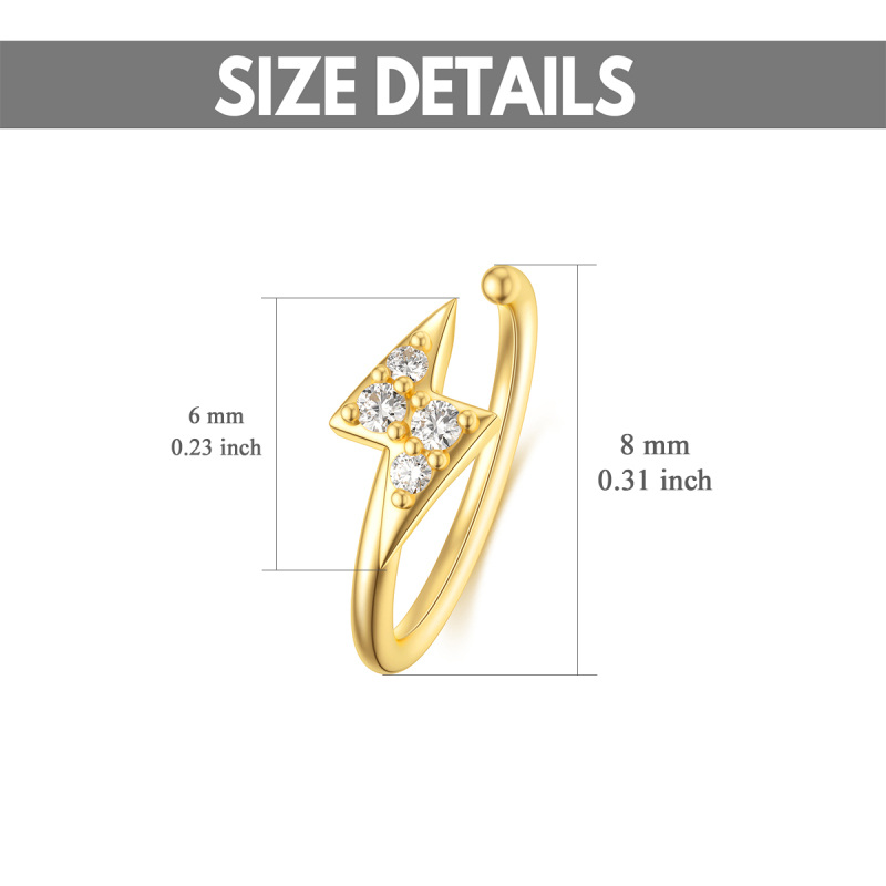 Sterling Silver with Yellow Gold Plated Moissanite Lightning Nose Ring-5