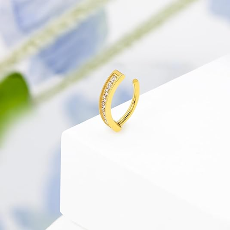 14K Gold Moissanite Lip Piercing-4