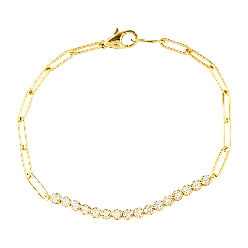 Pulsera de moissanita con clip de papel y oro de 18 quilates-1