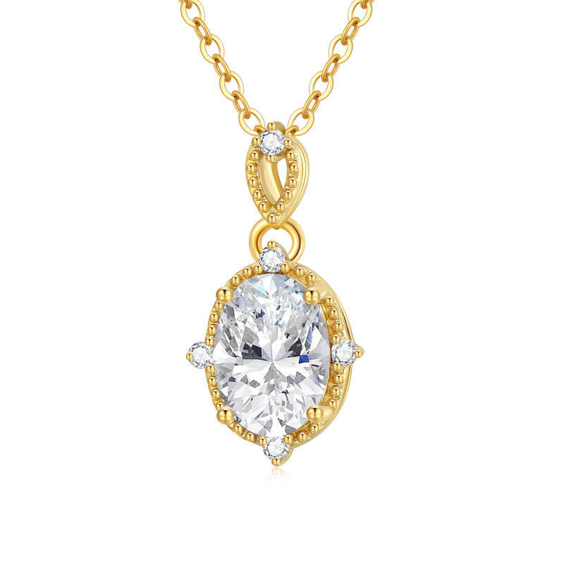 Collier pendentif en or 18 carats et moissanite-1