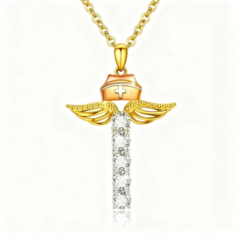 Naszyjnik z wisiorkiem z moissanitem 10K złota-1