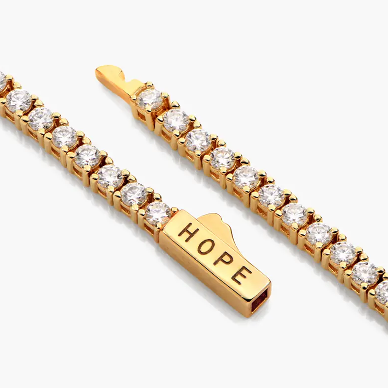 Gold Vermeil Moissanite personalisierte Gravur Bead Station Kettenarmband für Frauen-3