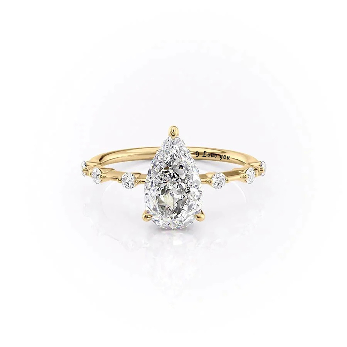 Sterling Silver with Yellow Gold Plated Moissanite Personalized Engraving Engagement Ring-1