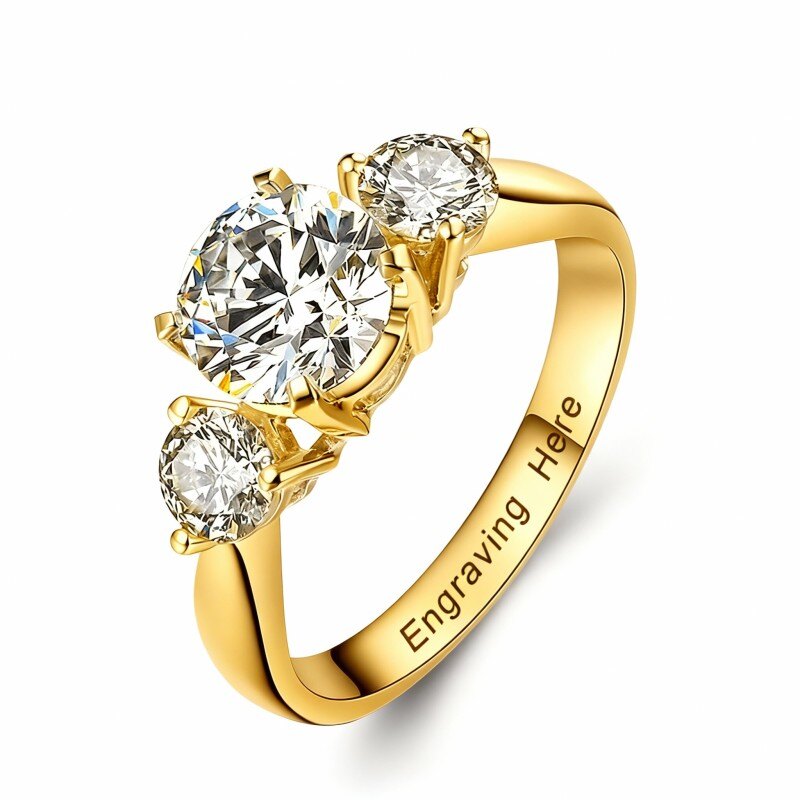 14K Gold Moissanite Personalized Engraving Ring-1