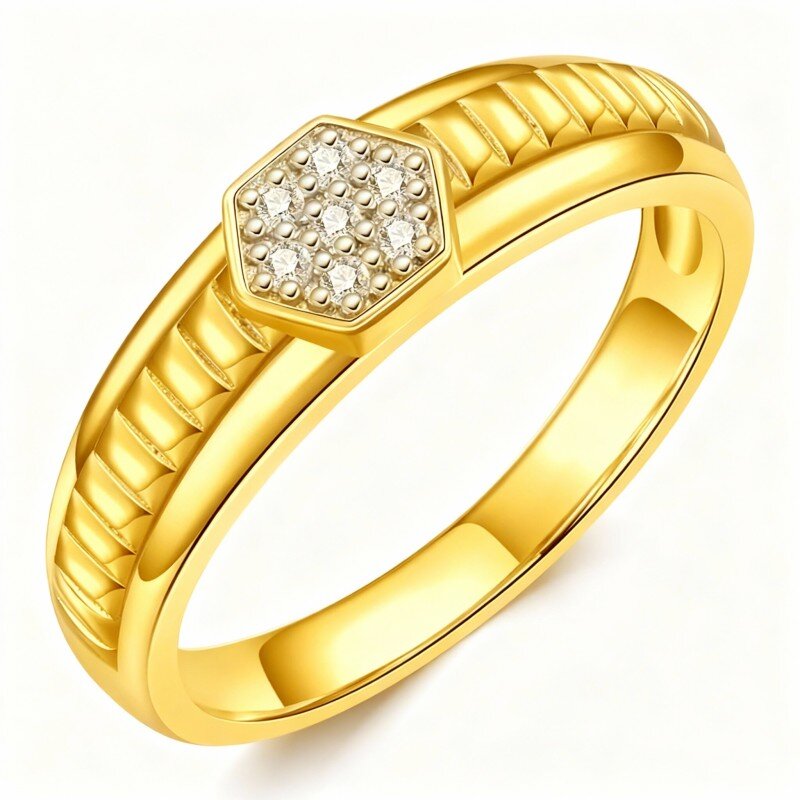 10K Gold Moissanite Personalized Engraving Wedding Ring for Men-1