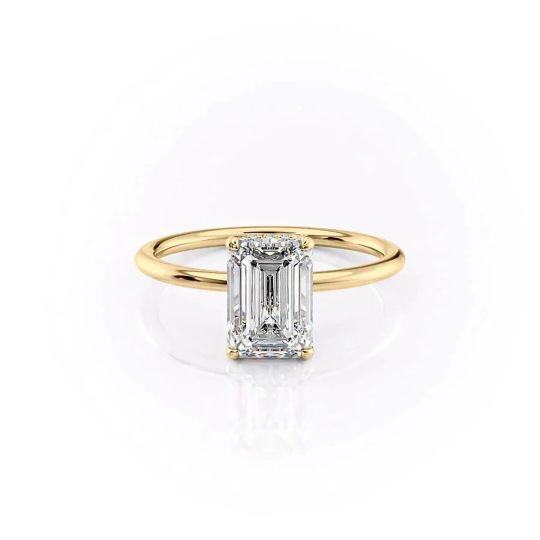 Anel de moissanite banhado a ouro amarelo e prata esterlina