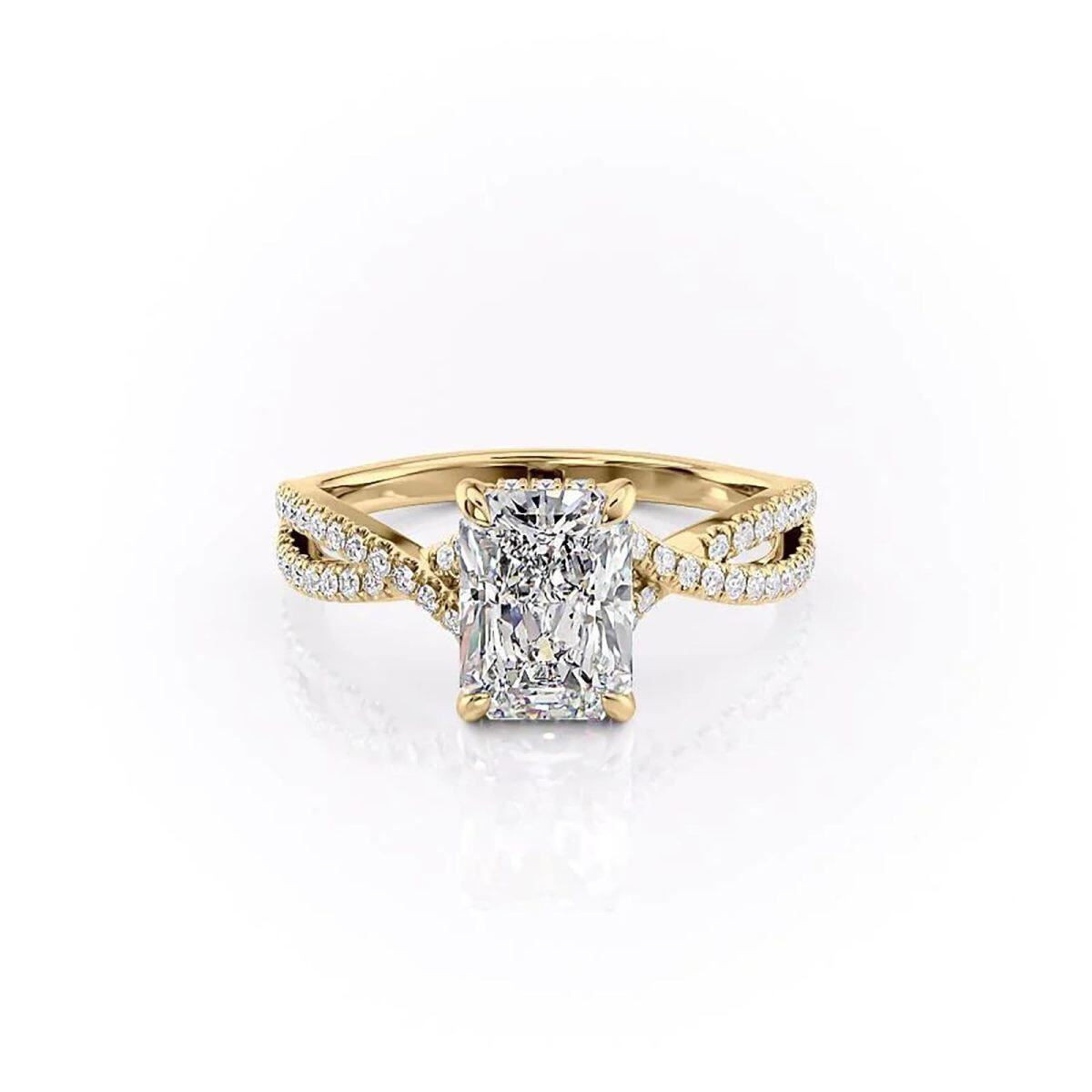 Sterling Silver with Yellow Gold Plated Moissanite Ring-1