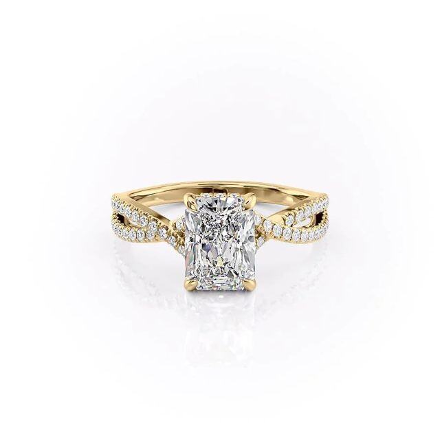 Sterling Silver with Yellow Gold Plated Moissanite Ring-3