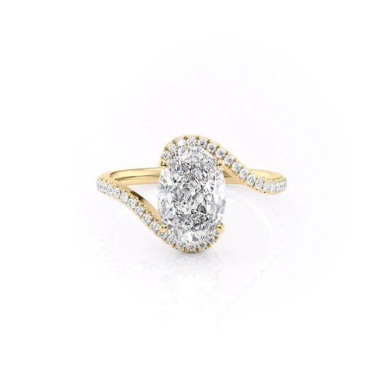 Anel de moissanite banhado a ouro amarelo e prata esterlina