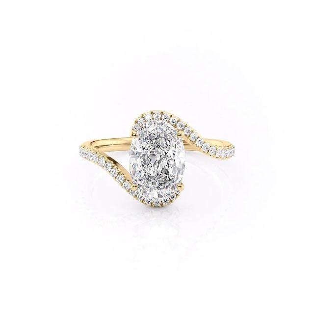 Anello in argento sterling con moissanite placcato oro giallo-3