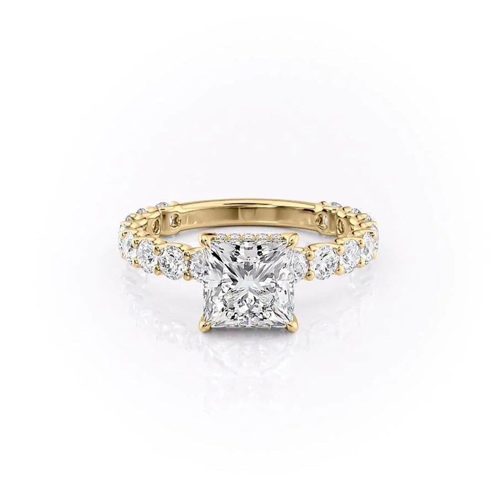 Anel de moissanite banhado a ouro amarelo e prata esterlina-1