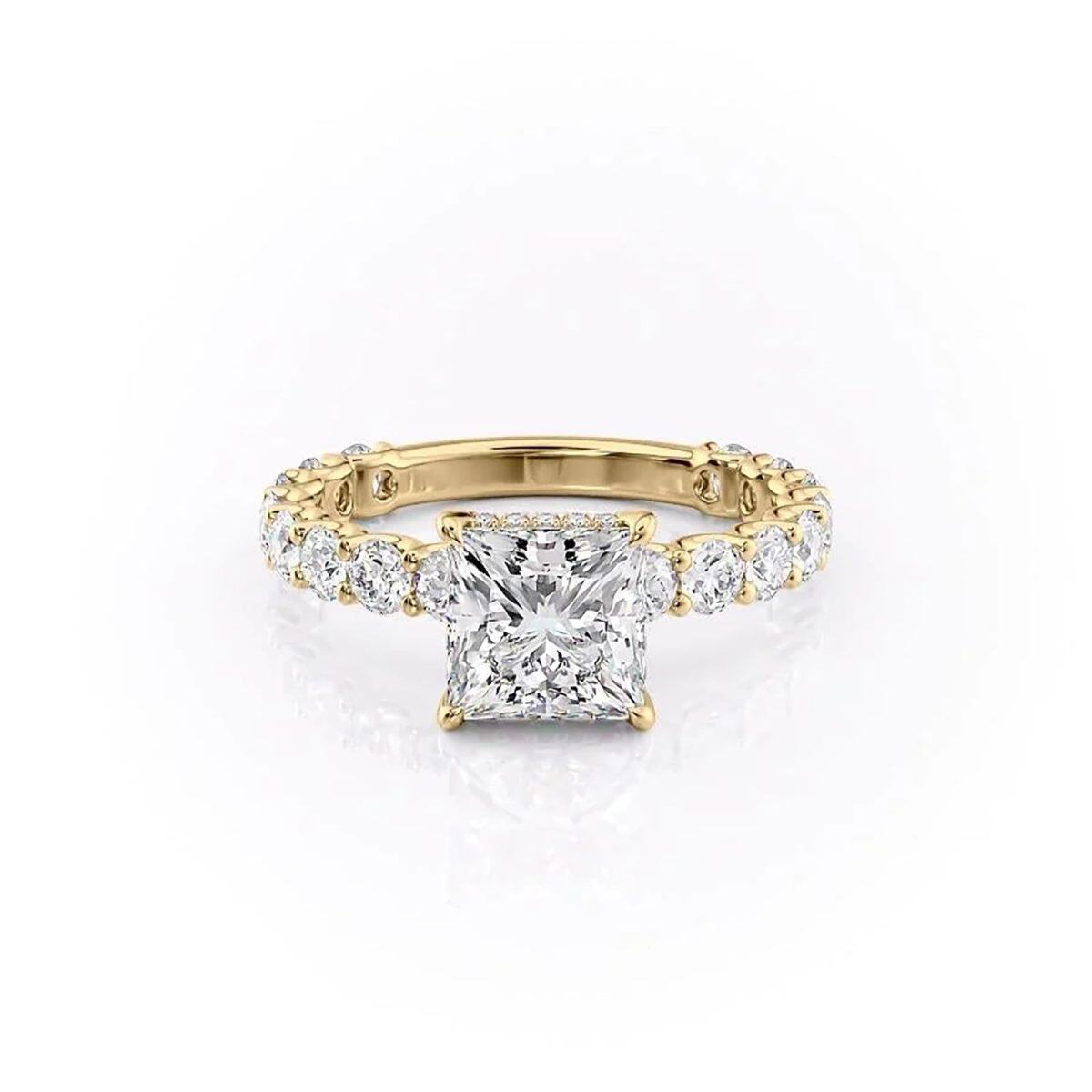 Sterling Silver with Yellow Gold Plated Moissanite Ring-1