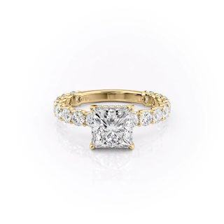 Sterling Silver with Yellow Gold Plated Moissanite Ring-15