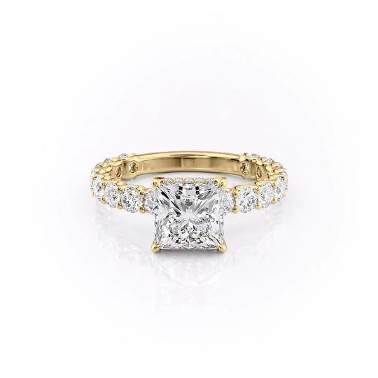 Sterling Silver with Yellow Gold Plated Moissanite Ring