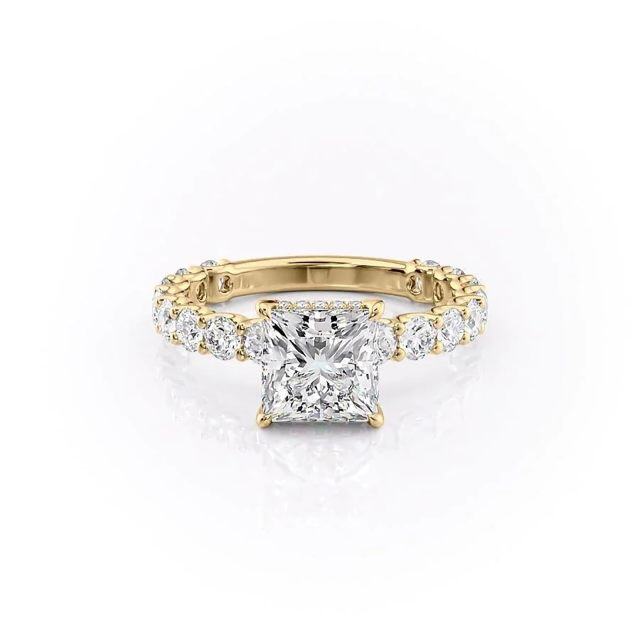 Sterling Silver with Yellow Gold Plated Moissanite Ring-1