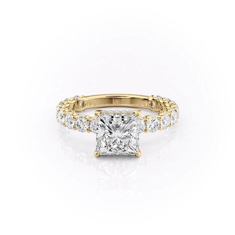 Anel de moissanite banhado a ouro amarelo e prata esterlina-17