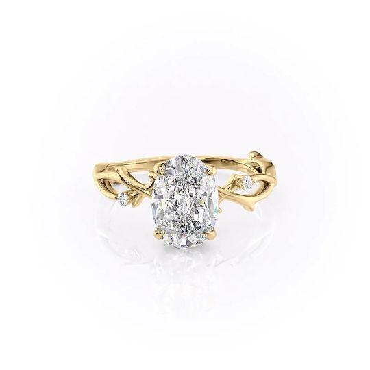 Anel de moissanite banhado a ouro amarelo e prata esterlina