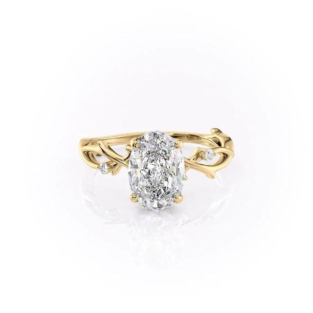 Sterling Silver with Yellow Gold Plated Moissanite Ring-3