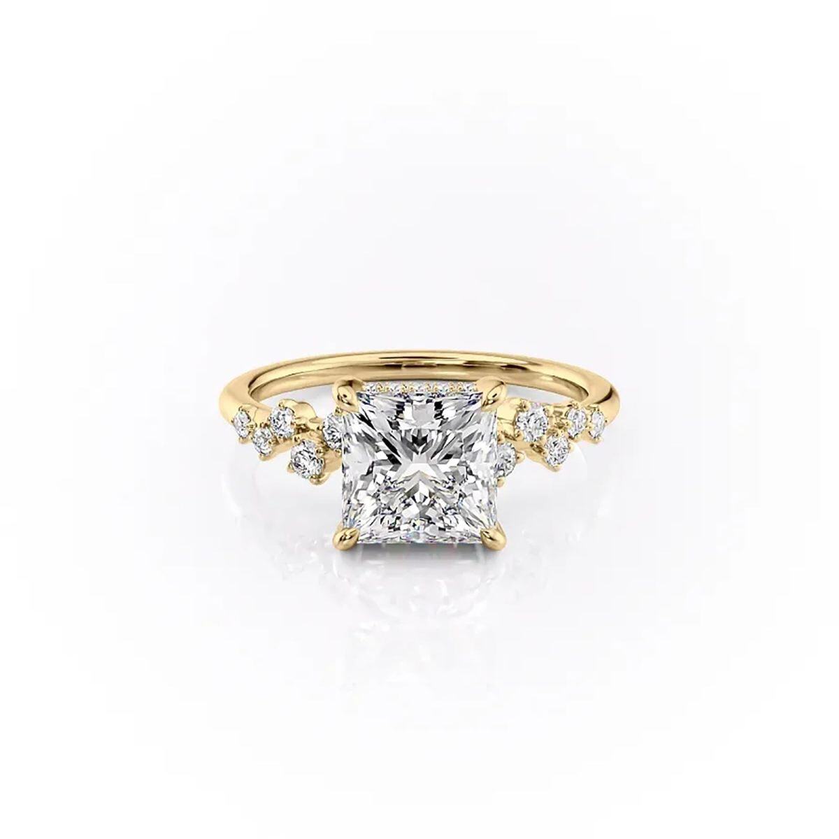 Sterling Silver with Yellow Gold Plated Moissanite Ring-1