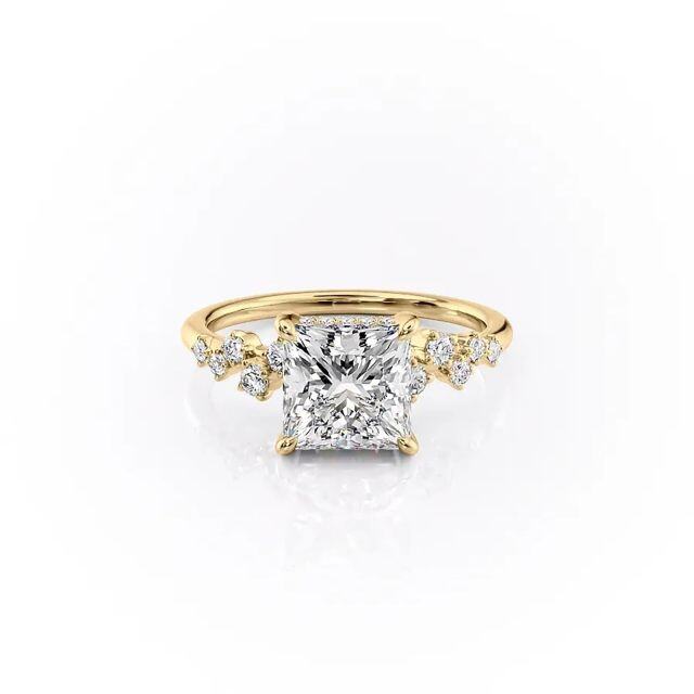 Sterling Silver with Yellow Gold Plated Moissanite Ring