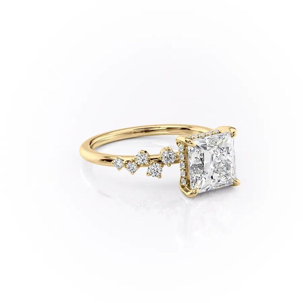 Sterling Silver with Yellow Gold Plated Moissanite Ring-3